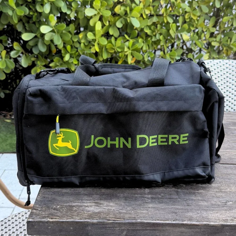 John Deere Large Duffel Travel Bag LOGO Black Never Used Excellent Condition - Picture 1 of 11